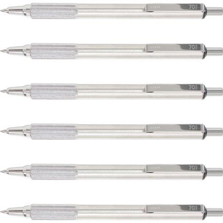 Zebra Pen STEEL 7 Series F-701 Retractable Ballpoint Pen - 0.7 mm Pen Point Size - Refillable - Retractable - Black - Stainless 