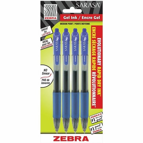 Zebra SARASA dry X20 Retractable Gel Pen - Medium Pen Point - 0.7 mm Pen Point Size - Retractable - Blue Gel-based Ink - Plastic