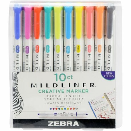 Zebra Pen Mildliner Double-ended Assorted Highlighter Set 10PK - Fine, Bold Marker Point - Bullet, Chisel Marker Point Style - M