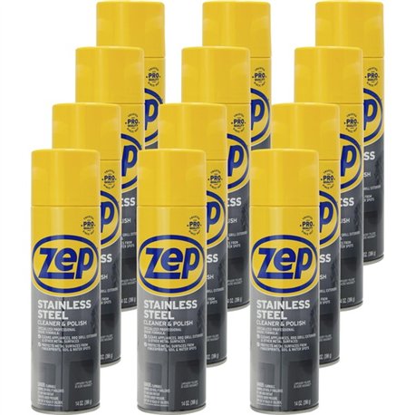 Zep Stainless Steel Polish - 14 fl oz (0.4 quart) - 12 / Carton - Rust Resistant, Corrosion Resistant, Fade Resistant - Chrome, 