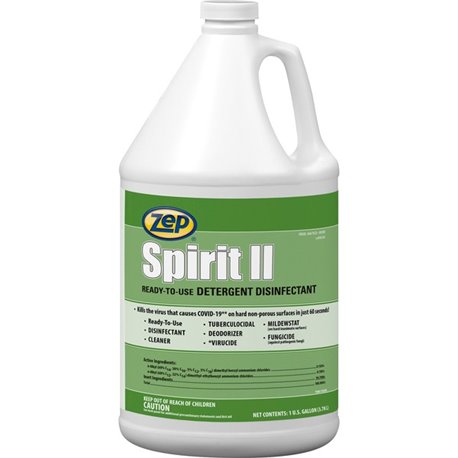 Zep Spirit II Detergent Disinfectant - Ready-To-Use - 128 fl oz (4 quart)Bottle - 1 Each - Deodorant, Easy to Use, Non-porous - 