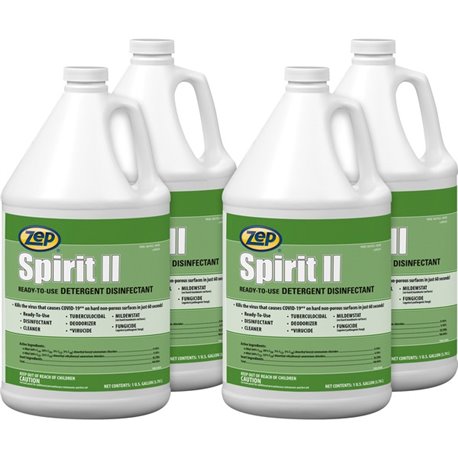 Zep Spirit II Detergent Disinfectant - Ready-To-Use - 128 fl oz (4 quart)Bottle - 4 / Carton - Deodorant, Easy to Use, Non-porou