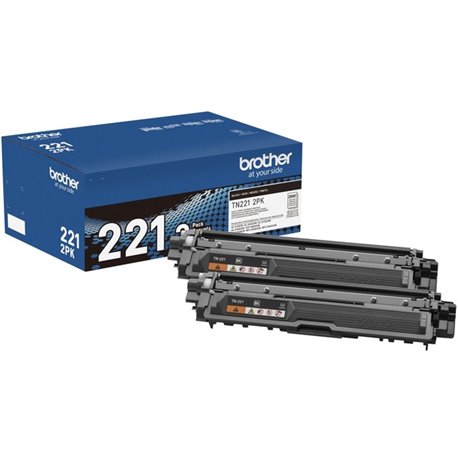 Brother TN221 Original Standard Yield Laser Toner Cartridge - Twin-pack - Black - 2 / Box - 2500 Pages Black (Per Cartridge)