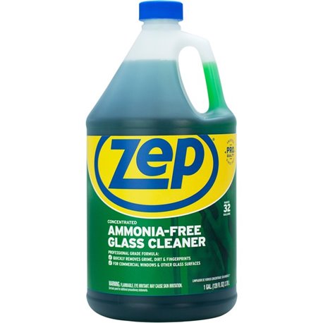 Zep Glass Cleaner Concentrate - For Glass - Concentrate - 128 fl oz (4 quart) - 1 Each - Non-streaking, Ammonia-free, Disinfecta