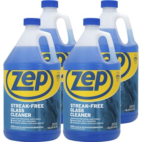 Zep Streak-free Glass Cleaner - For Multipurpose, Multi Surface - 128 fl oz (4 quart) - 4 / Carton - Streak-free, Quick Drying, 