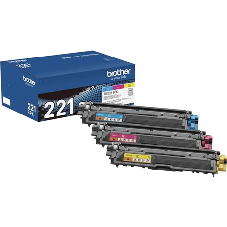 Brother TN221 Original Standard Yield Laser Toner Cartridge - Multi-pack - Cyan, Magenta, Yellow - 3 / Box - 1400 Pages Cyan, 14