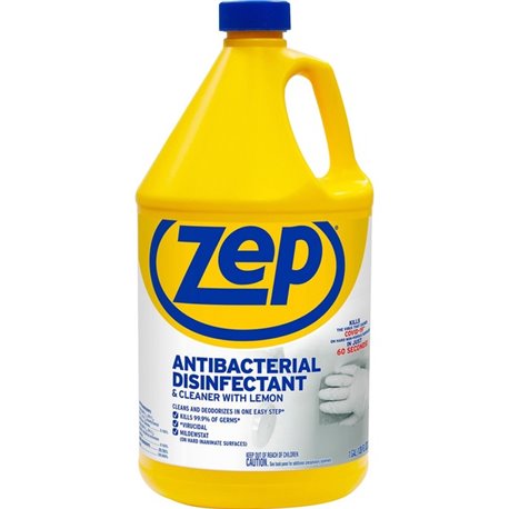 Zep Antibacterial Disinfectant and Cleaner - For Bathroom, Hospital - 128 fl oz (4 quart) - Lemon Scent - 1 Each - Anti-bacteria