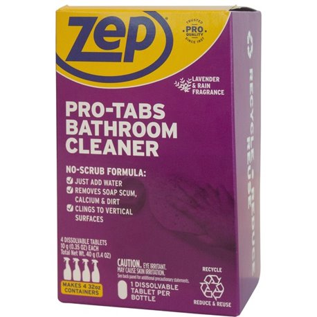 Zep Pro-Tabs Bathroom Cleaner Tablets - Concentrate Tablet - 32 oz (2 lb) - 4 / Box - Purple