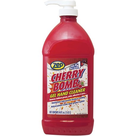 Zep Cherry Bomb Gel Hand Cleaner - Mild Cherry ScentFor - 48 fl oz (1419.5 mL) - Dirt Remover, Grime Remover, Odor Remover, Grea