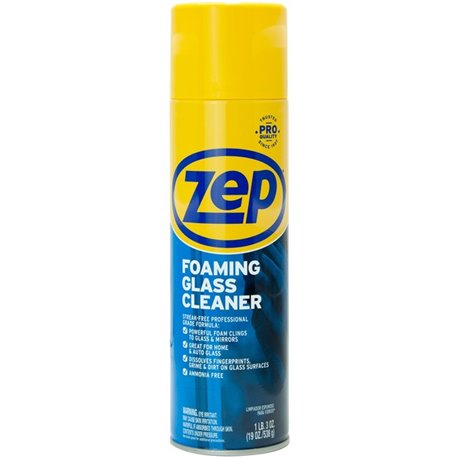 Zep Foaming Glass Cleaner - For Glass, Window, Home, Office, Automobile, Mirror, Nonporous Surface, Tinted Glass - 19 oz (1.19 l