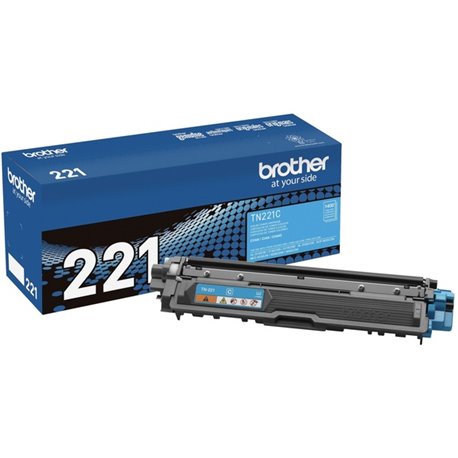 Brother Genuine TN221C Cyan Toner Cartridge - Laser - Standard Yield - 1400 Pages - Cyan - 1 Each