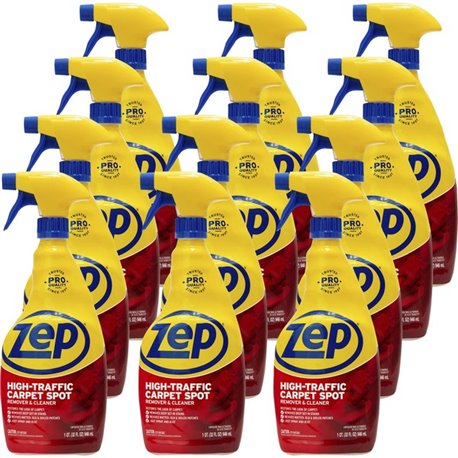 Zep High-Traffic Carpet Cleaner - 32 fl oz (1 quart) - 12 / Carton - Red