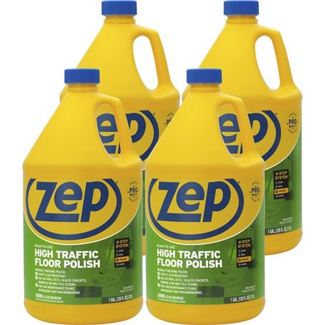 Zep High-Traffic Floor Finish - 128 fl oz (4 quart) - 4 / Carton - Durable - Clear, Green