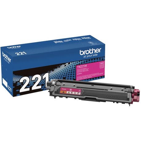 Brother Genuine TN221M Magenta Toner Cartridge - Laser - Standard Yield - 1400 Pages - Magenta - 1 Each