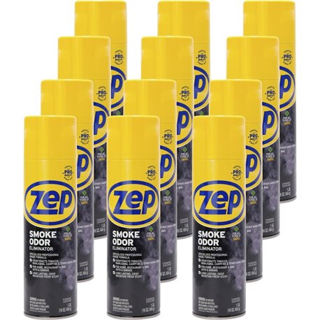 Zep Professional Strength Smoke Odor Eliminator - Aerosol - 16 oz - Crisp Mountain Fresh - 12 / Carton - Odor Neutralizer