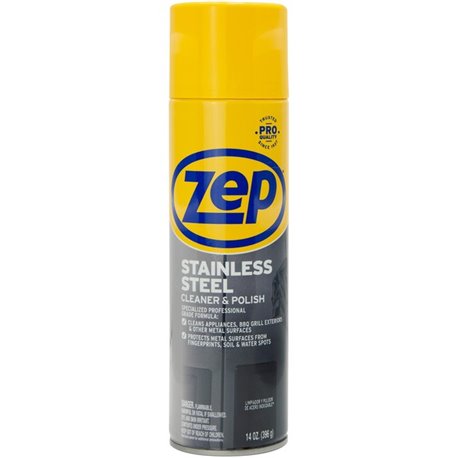 Zep Stainless Steel Polish - For Stainless Steel, Aluminum, Countertop, Appliance, Kitchen - 14 fl oz (0.4 quart) - 1 Each - Rus