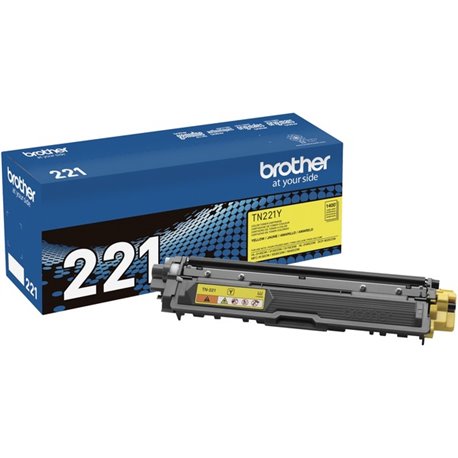 Brother Genuine TN221Y Yellow Toner Cartridge - Laser - Standard Yield - 1400 Pages - Yellow - 1 Each