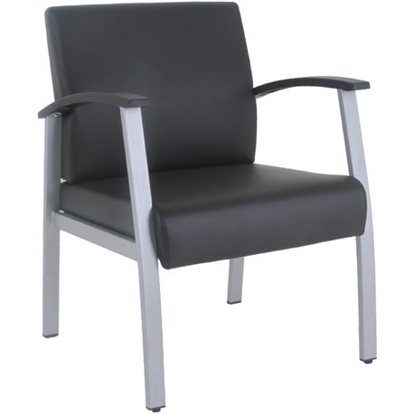 Lorell Mid-Back Healthcare Guest Chair - Vinyl Seat - Vinyl Back - Powder Coated Silver Steel Frame - Mid Back - Four-legged Bas