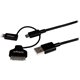 StarTech.com 1m (3 ft) Black Apple 8-pin Lightning or 30-pin Dock Connector or Micro USB to USB Combo Cable for iPhone / iPod / 