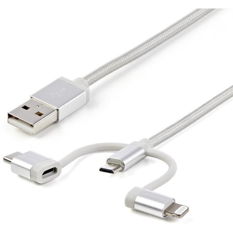 StarTech.com 1m USB Multi Charging Cable - Braided - Apple MFi Certified - USB 2.0 - Charge 1x device at a time - For USB-C or L