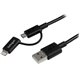 StarTech.com 1m (3 ft) Black Apple 8-pin Lightning Connector or Micro USB to USB Combo Cable for iPhone / iPod / iPad - Charge o