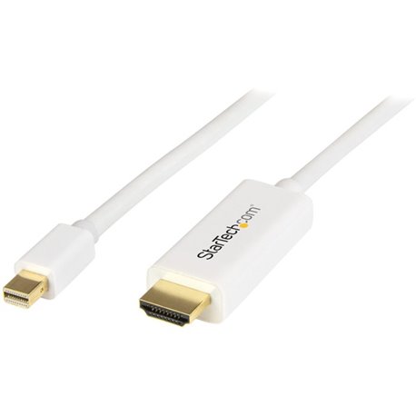 StarTech.com Mini DisplayPort to HDMI Converter Cable - 3 ft (1m) - 4K - White - Eliminate clutter by connecting your PC directl