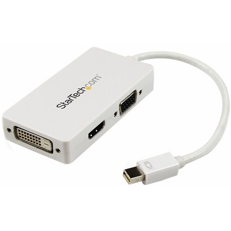 StarTech.com Travel A/V adapter: 3-in-1 Mini DisplayPort to VGA DVI or HDMI converter - white - Connect a Mini DisplayPort-equip