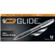 BIC Glide Retractable Pens - Medium Pen Point - 1 mm Pen Point Size - Conical Pen Point Style - Retractable - Black - Clear Barr