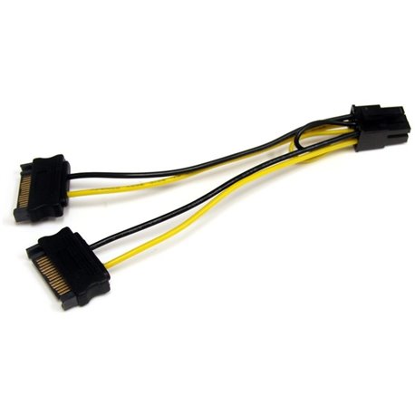 StarTech.com 6in SATA Power to 6 Pin PCI Express Video Card Power Cable Adapter - Convert two 15-pin SATA power supply connector