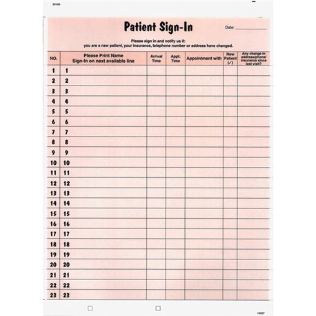 Tabbies Patient Sign-In Label Forms - 125 Sheet(s) - 8.50" x 11" Sheet Size - Salmon - 125 / Pack