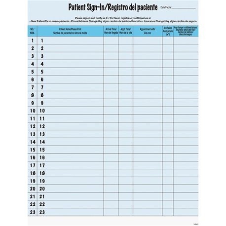 Tabbies Patient Sign-in Label Forms - Letter - 8.50" x 11" Sheet Size - Blue Sheet(s) - 125 / Pack