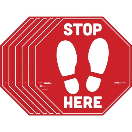 Tabbies BeSafe STOP HERE Messaging Carpet Decals - 6 / Pack - STOP HERE Print/Message - 12" Width x 12" Height - Square Shape - 