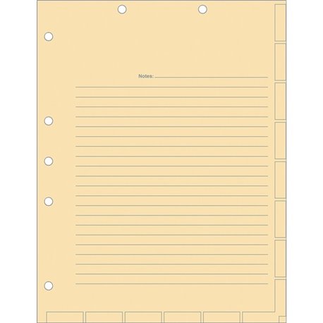 Tabbies 7-hole Manila Chart Divider Sheets - 8.5" Divider Width x 11" Divider Length - 7 Hole Punched - Manila Divider - 400 / B