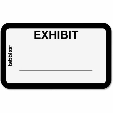 Tabbies Color-coded Legal Exhibit Labels - 1 5/8" Width x 1" Length - White - 252 / Pack