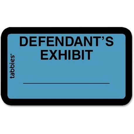 Tabbies Defendant's Exhibit Legal File Labels - 1 5/8" Width x 1" Length - Blue - 252 / Pack