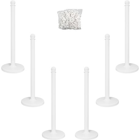 Tatco Plastic Stanchions and Chains - White Plastic 39" Post - White - 6 / Box