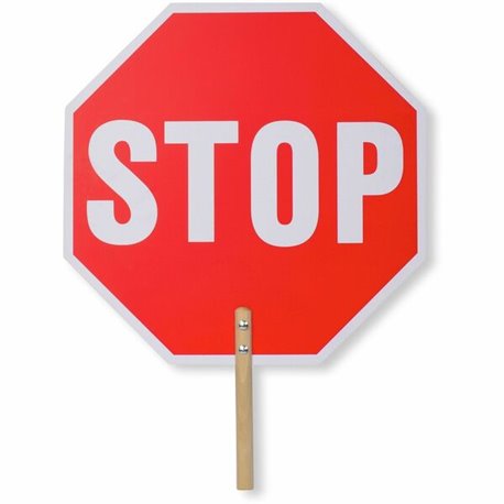 Tatco Handheld Stop Sign - 1 Each - Stop Print/Message - 18" Width x 18" Height x 0.2" Depth - White Print/Message Color - Doubl