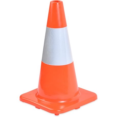 Tatco Sturdy Molded Reflective Traffic Cone - 1 Each - Cone Shape - Reflective Paint, Stackable - Outdoor - Polyvinyl Chloride (