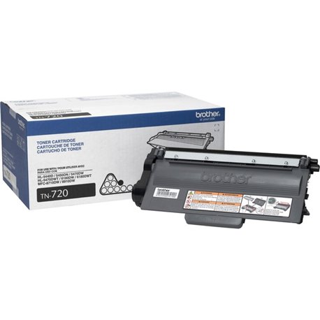 Brother Genuine TN720 Mono Laser Black Toner Cartridge - Monochrome Toner - Laser - Black - 1 Each