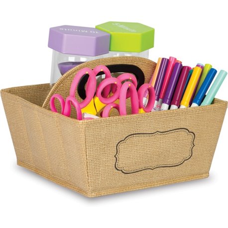 Teacher Created Resources Burlap Storage Caddy - External Dimensions: 6" Length x 9" Width x 9" Height - Brown - For Marker, Cal