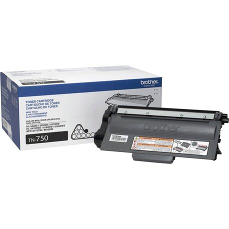 Brother Genuine TN750 High Yield Mono Laser Toner Cartridge - Laser - High Yield - Black - 1 Each