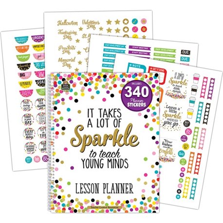 Teacher Created Resources Confetti Lesson Planner - Academic - 40 Week - Wire Bound - Multi - 11" Height x 8.5" Width - Appointm