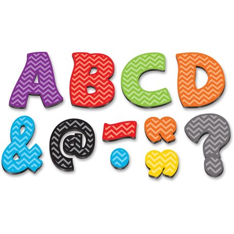 Teacher Created Resources Chevron 3" Magnetic Letters - Learning Theme/Subject - 67 x Letter Shape - Magnetic - Chevron - Durabl