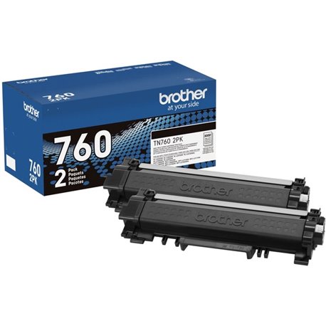 Brother TN760 Original High Yield Laser Toner Cartridge - Twin-pack - Black - 2 / Box - 3000 Pages Black (Per Cartridge)