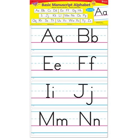 Trend Basic Alphabet Bulletin Board Set - Learning Theme/Subject - 7 x Letter, 1 x Numbers Shape - Reusable, Durable - Multicolo