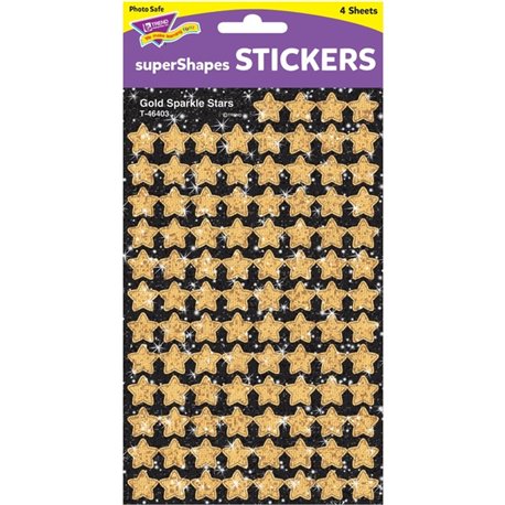 Trend Gold Sparkle Stars superShapes Stickers - Sparkle Stars Shape - Self-adhesive - Acid-free, Fade Resistant, Non-toxic, Phot