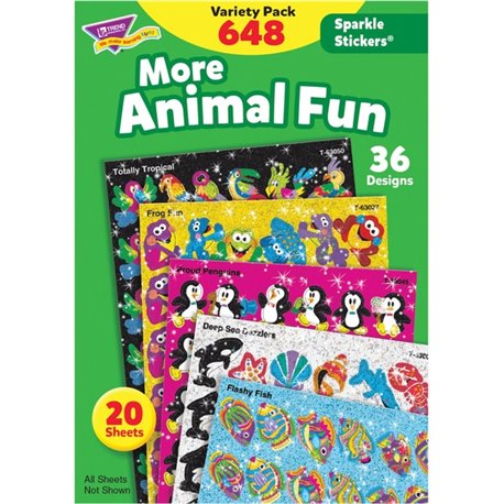 Trend Animal Fun Stickers Variety Pack - Animal, Fun Theme/Subject - Frog Fun, Proud Penguin, Deep Sea Dazzler, Flashy Fish, Bea