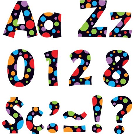 Trend Ready Letter Neon Dots - 83 x Lowercase Letters, 20 x Numbers, 36 x Punctuation Marks, 59 x Uppercase Letters, 18 x Spanis