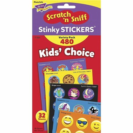 Trend Stinky Stickers Super Saver Variety Pack - 480 x Assorted Shape - Self-adhesive - Acid-free, Non-toxic, Photo-safe - Assor