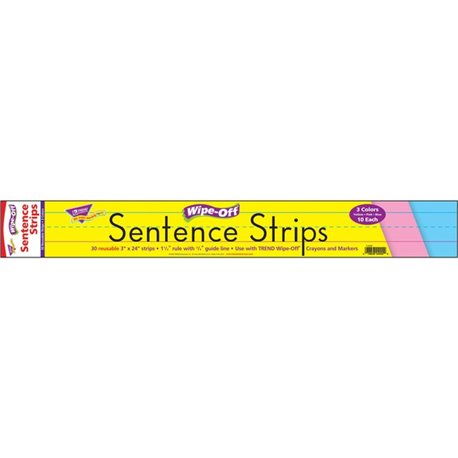 Trend 24" Multicolor Wipe-Off Sentence Strips - Theme/Subject: Learning - Skill Learning: Writing, Spelling, Word, Stories - 1 /